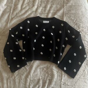 Current/Elliott Black Sweater with White Accents